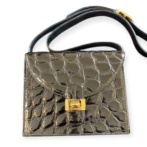 Gianfranco Ferré Black Crocodile Embossed Bag
